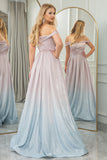 Off the Shoulder Sparkly A Line Prom Dress with Ruffles