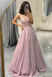 Glitter Blush Princess Corset Prom Dress with Appliques