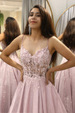 Glitter Blush Princess Corset Prom Dress with Appliques