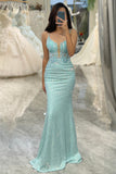 Glitter Green Mermaid Prom Dress with Appliques