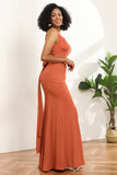 Sunset Mermaid V-neck Bridesmaid Dress with Ruffles