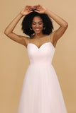 Pink A Line Spaghetti Straps Floor Length Tulle Bridesmaid Dress