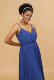 Royal Blue A Line Spaghetti Straps Tea Length Chiffon Bridesmaid Dress