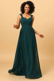 Pine Chiffon Bridesmaid Dress with Heart Shaped Open Back