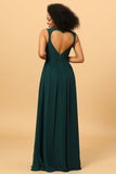 Pine Chiffon Bridesmaid Dress with Heart Shaped Open Back