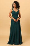 Pine Chiffon Bridesmaid Dress with Heart Shaped Open Back