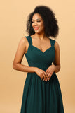 Pine Chiffon Bridesmaid Dress with Heart Shaped Open Back