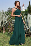 A-Line Halter Floor-Length Pine Chiffon Bridesmaid Dress