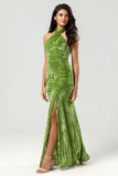 Bodycon Halter Floor-Length Printed Velvet Bridesmaid Dress with Slit